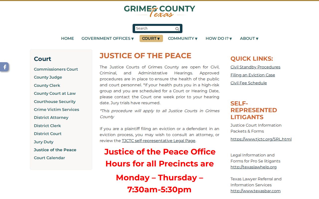 Grimes County court records justice precinct contacts