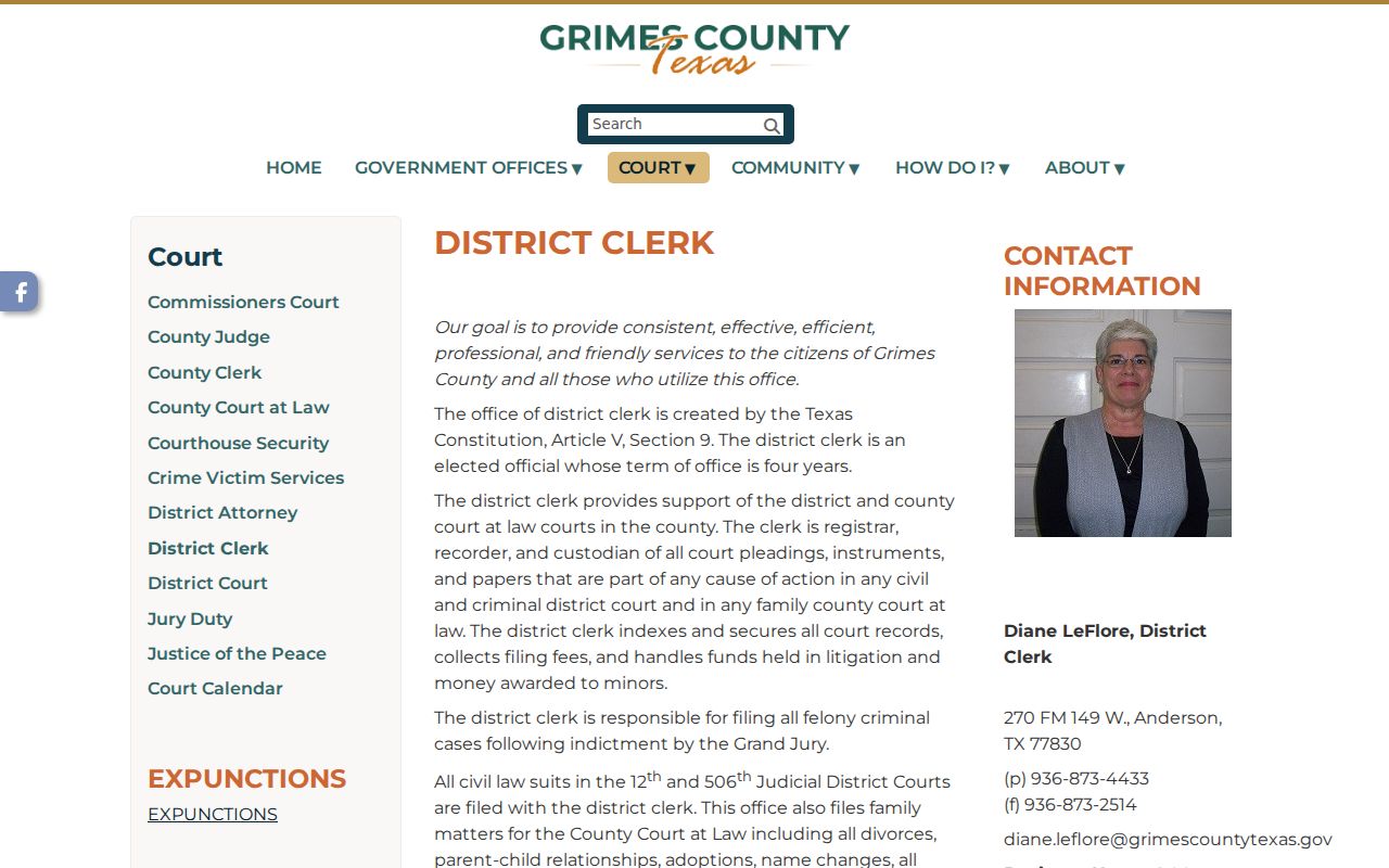 Grimes County court docket District Clerk records office